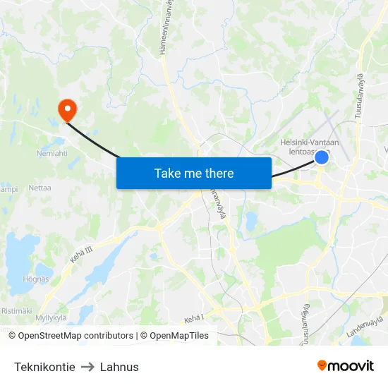 Teknikontie to Lahnus map