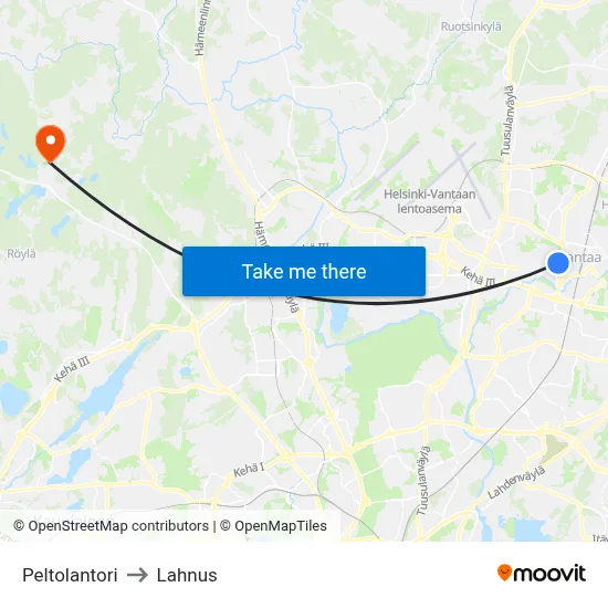Peltola Square to Lahnus map