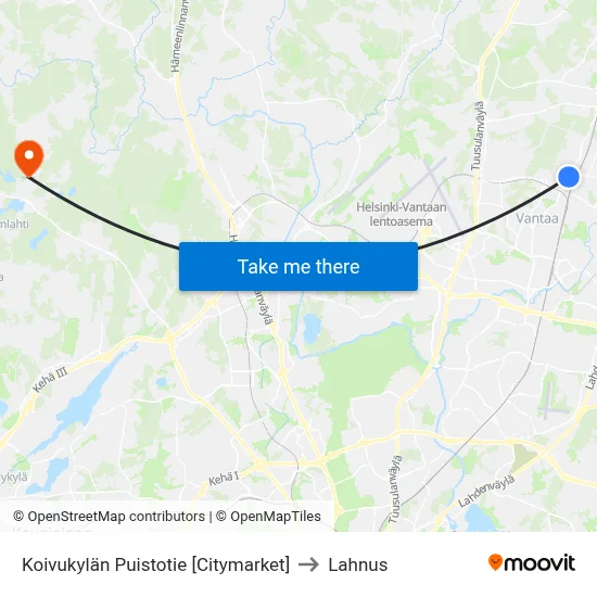Koivukylän Puistotie [Citymarket] to Lahnus map