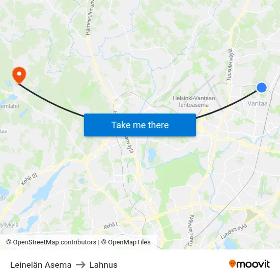 Leinelä Station to Lahnus map