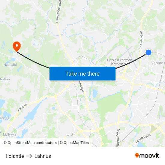 Ilolantie Road to Lahnus map