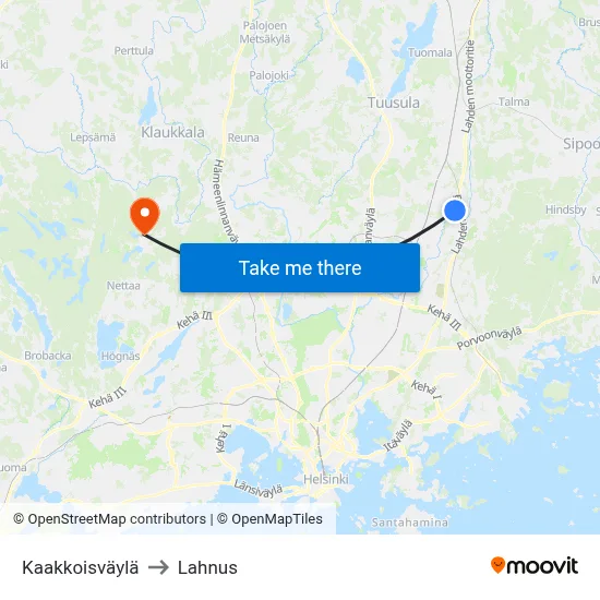 Southeast Route to Lahnus map
