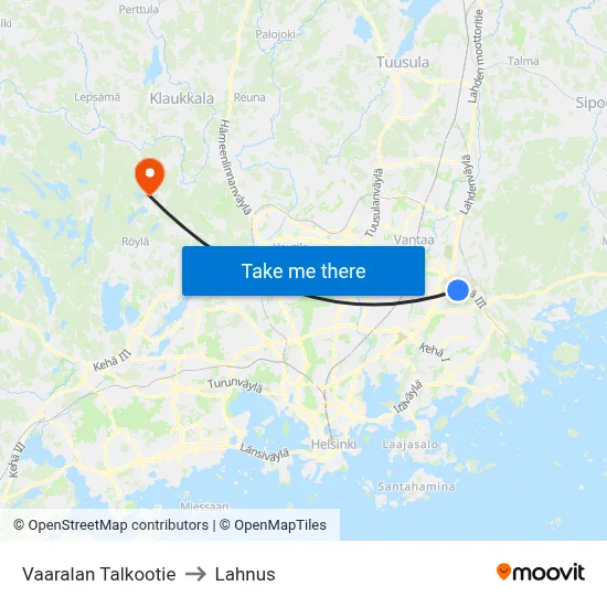 Vaarala Volunteer Road to Lahnus map
