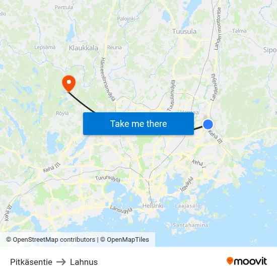 Pitkänen Road to Lahnus map