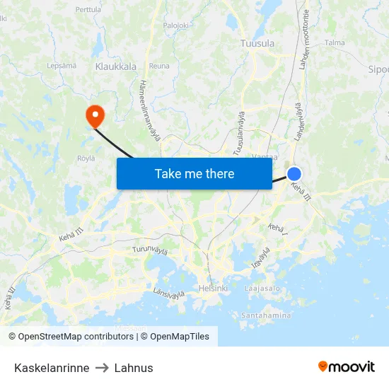 Kaskela Slope to Lahnus map