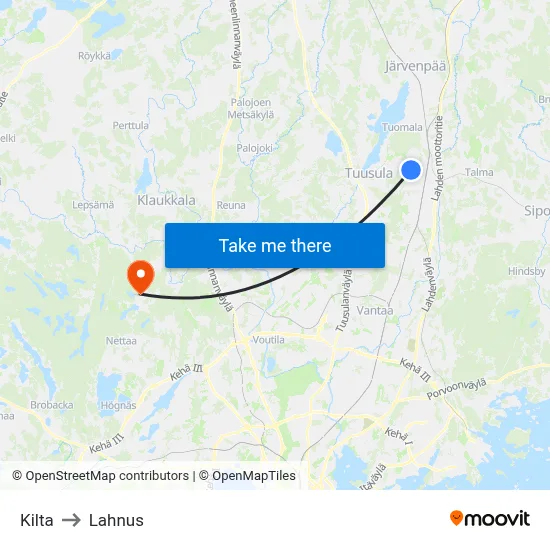 Kilta to Lahnus map