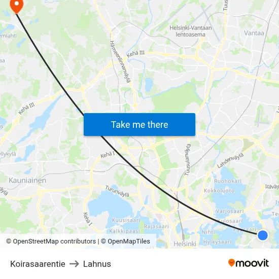 Koirasaari Road to Lahnus map