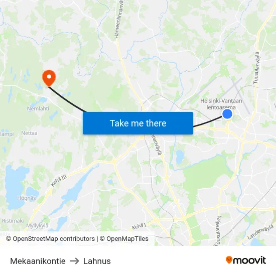 Mekaanikontie to Lahnus map
