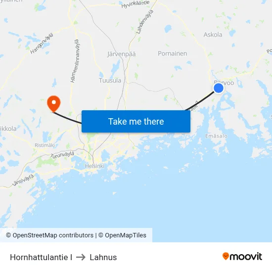 Hornhattula Road E to Lahnus map