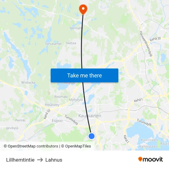 Lillhemt Road to Lahnus map