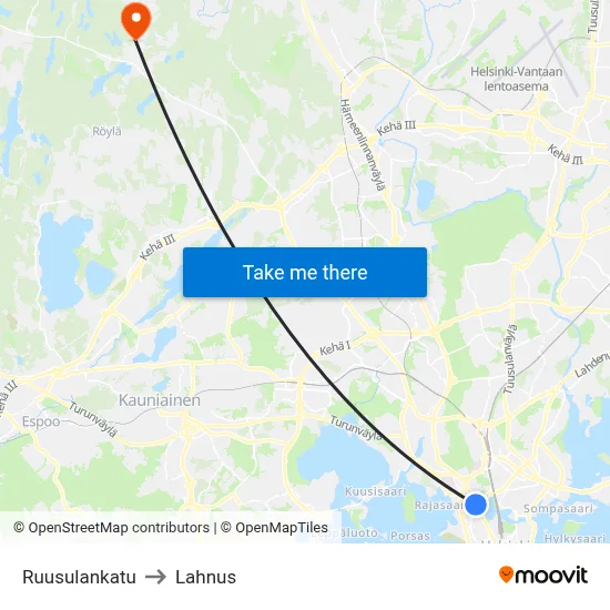 Rose Street to Lahnus map