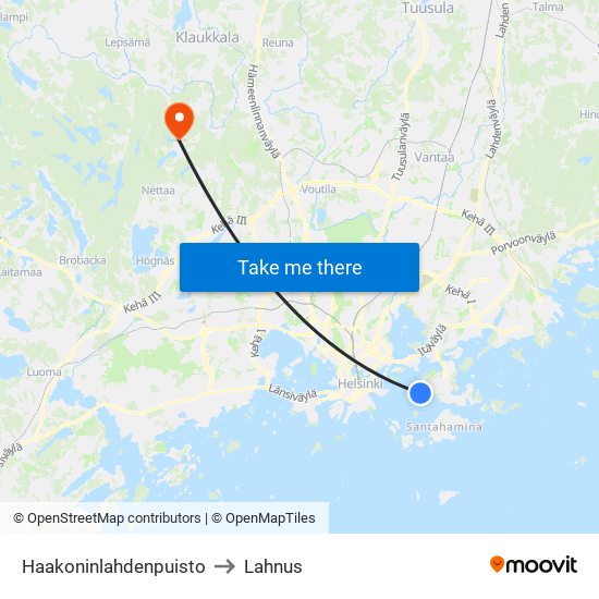 Haakoninlahdenpuisto to Lahnus map