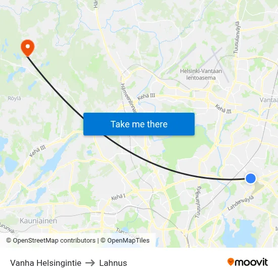 Old Helsinki Road to Lahnus map