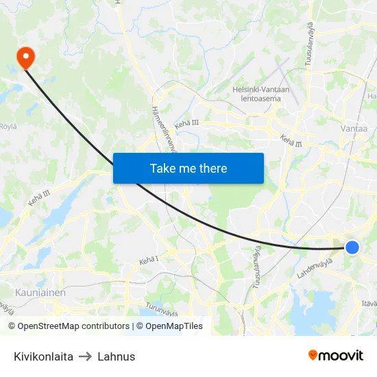 Kivikko Edge to Lahnus map