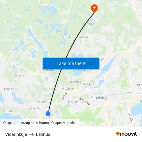Vidari Lane to Lahnus map