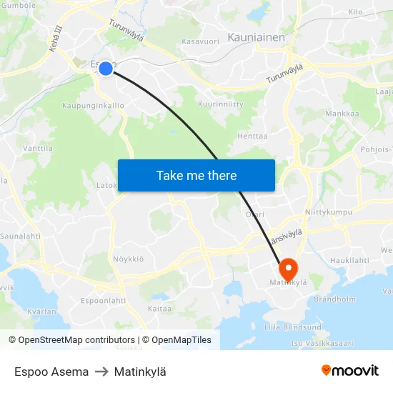 Espoo Asema to Matinkyla map