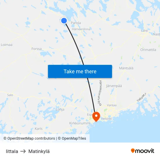 Iittala to Matinkyla map