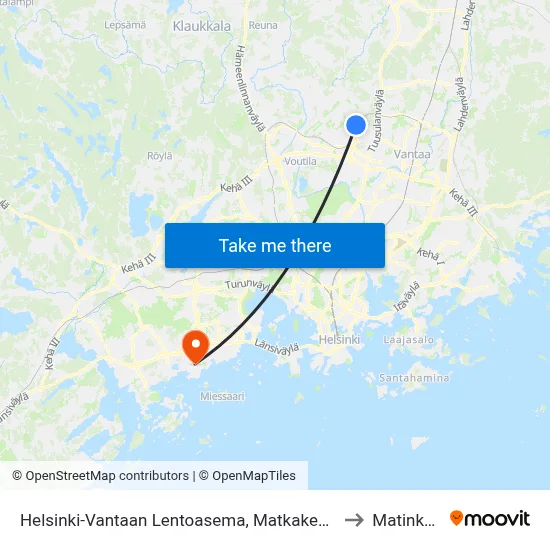 Helsinki-Vantaa Airport, Travel Center to Matinkyla map