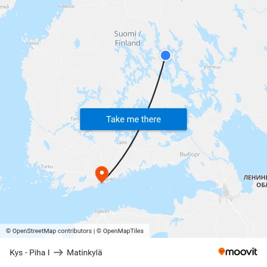 KYS Hospital Yard E to Matinkyla map