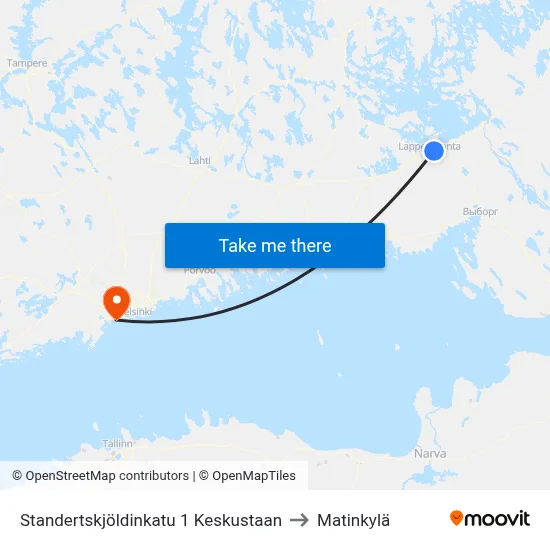 Standertskjöldinkatu 1 To Center to Matinkyla map