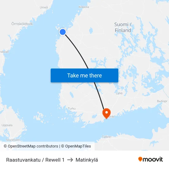 Raastuvankatu / Rewell 1 to Matinkyla map