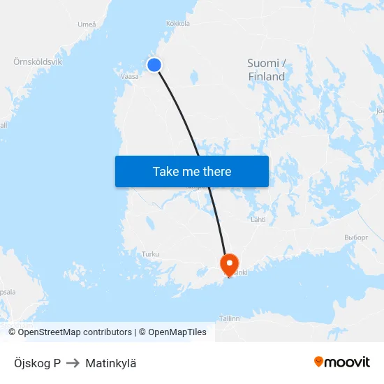 Öjskog N to Matinkyla map