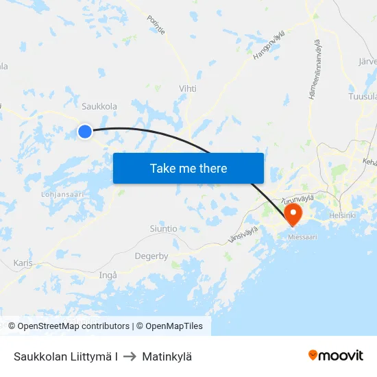 Saukkola Junction E to Matinkyla map
