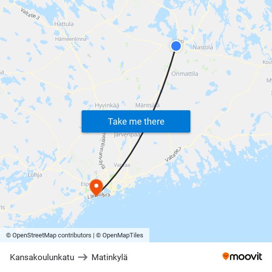 Kansakoulunkatu to Matinkylä map