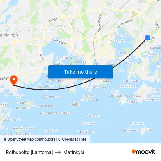 Roihupelto [Lanterna] to Matinkyla map