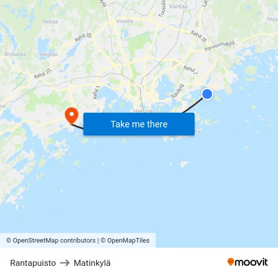 Rantapuisto to Matinkylä map