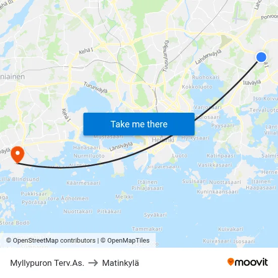 Myllypuro Health Center to Matinkyla map