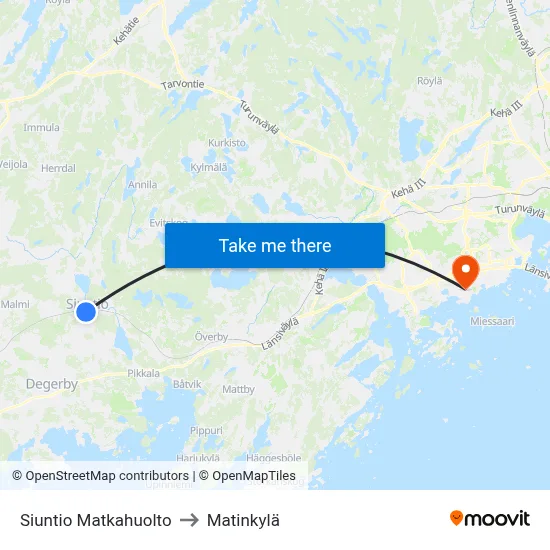 Siuntio Travel Center to Matinkyla map