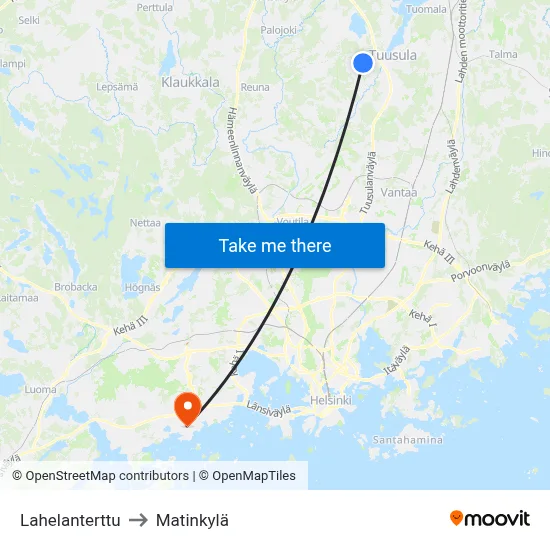 Lahela Pearl to Matinkyla map