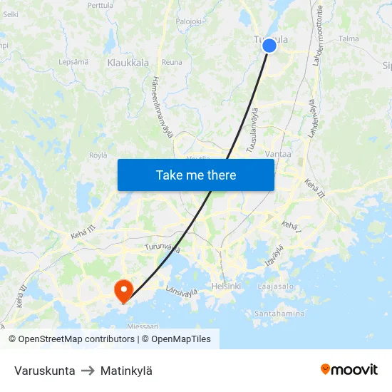 Garrison to Matinkyla map