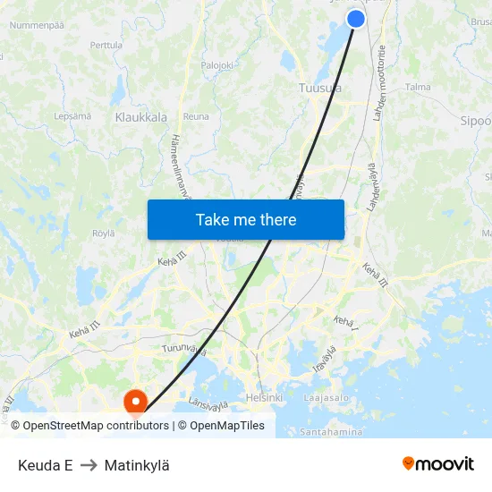 Keuda S to Matinkyla map