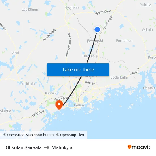 Ohkolan Sairaala to Matinkylä map