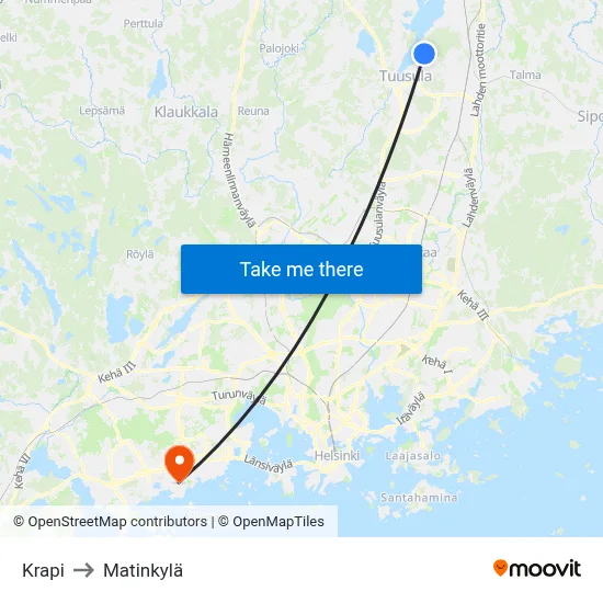 Krapi to Matinkyla map