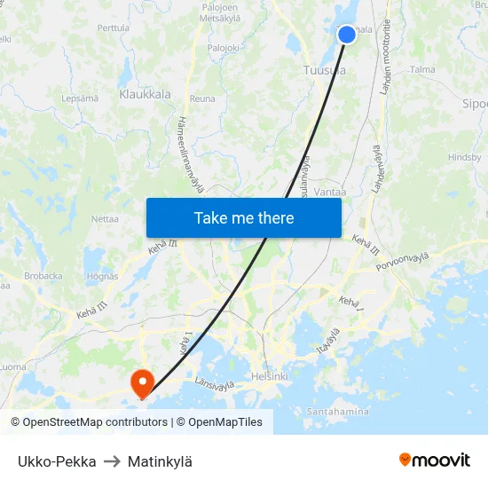 Ukko-Pekka to Matinkylä map