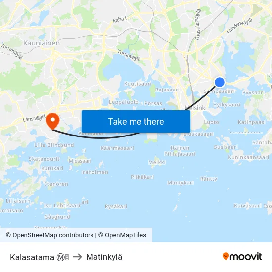 Kalasatama Ⓜ️🛍️ to Matinkyla map