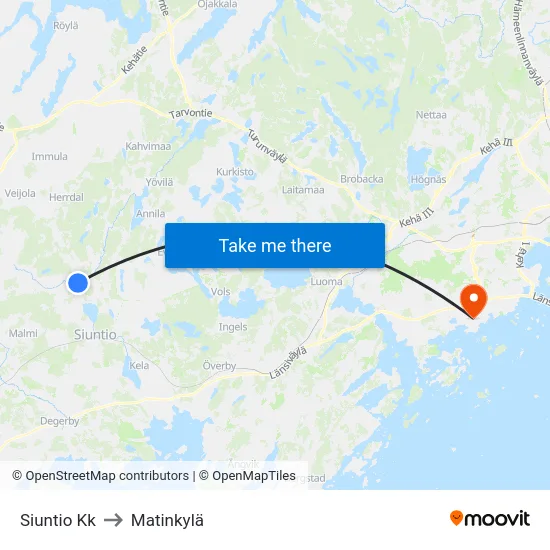 Siuntio Kk to Matinkylä map