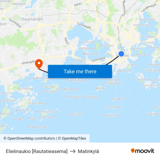 Elielinaukio [Rautatieasema] to Matinkylä map