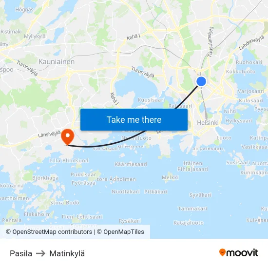 Pasila to Matinkylä map
