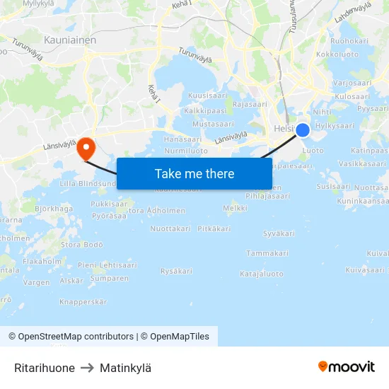 Ritarihuone to Matinkylä map