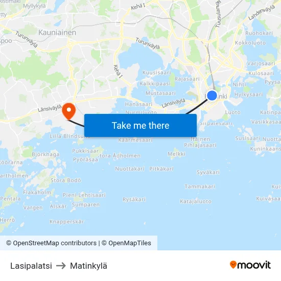 Glass Palace to Matinkyla map