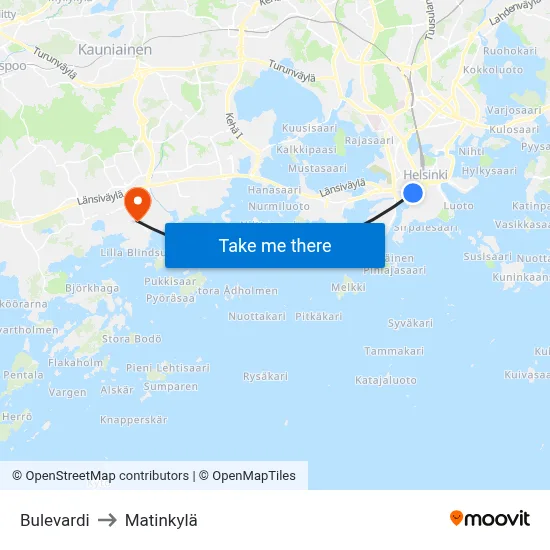 Bulevardi to Matinkylä map