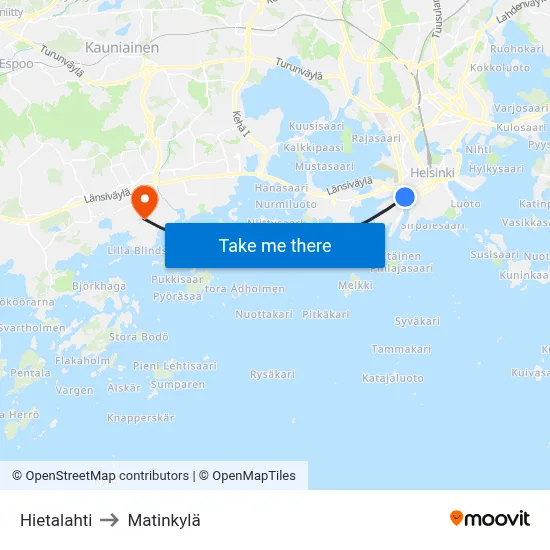 Hietalahti to Matinkylä map