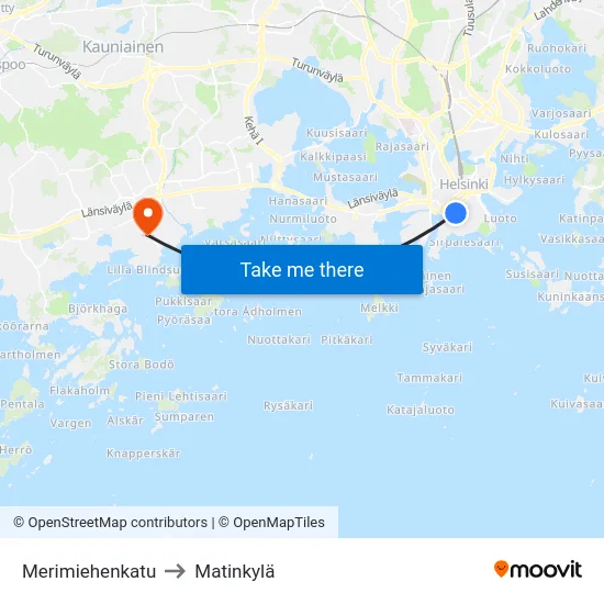 Merimiehenkatu to Matinkylä map