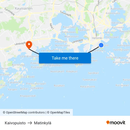 Kaivopuisto to Matinkylä map