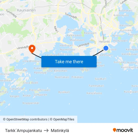 Tarkk´Ampujankatu to Matinkylä map