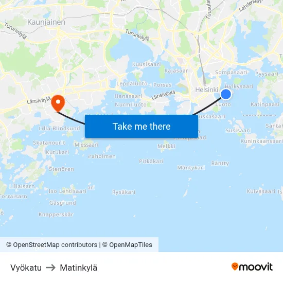 Vyö Street to Matinkyla map